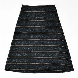Udel Blue Striped Tweed Button Skirt